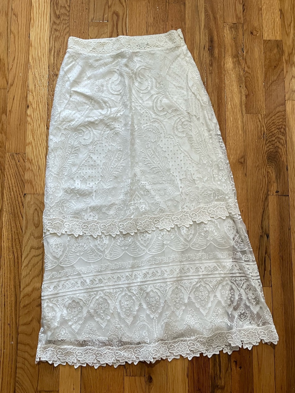 Farm Rio white lace maxi skirt